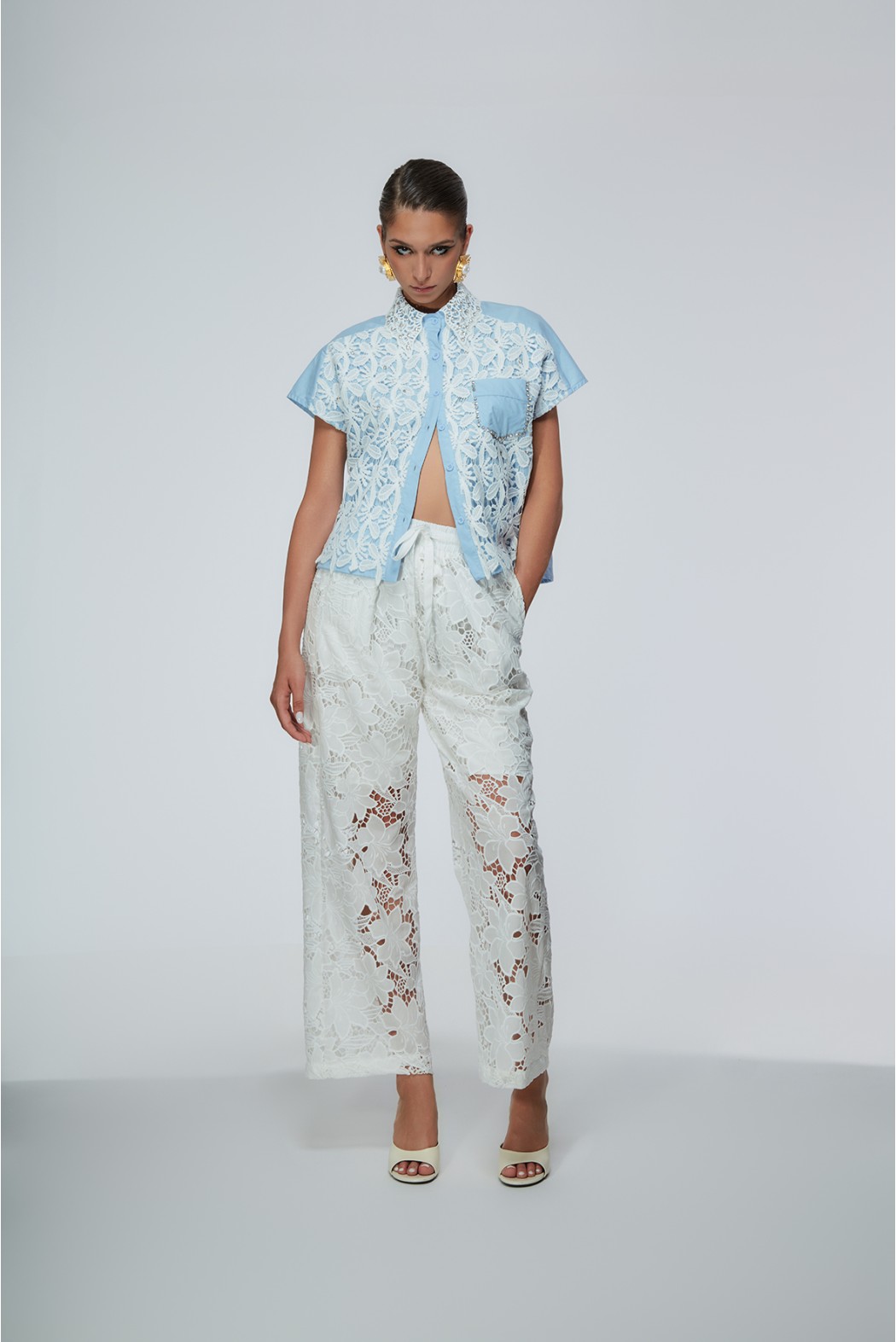 VALDIERI CAMICIA BIANCO CELESTE